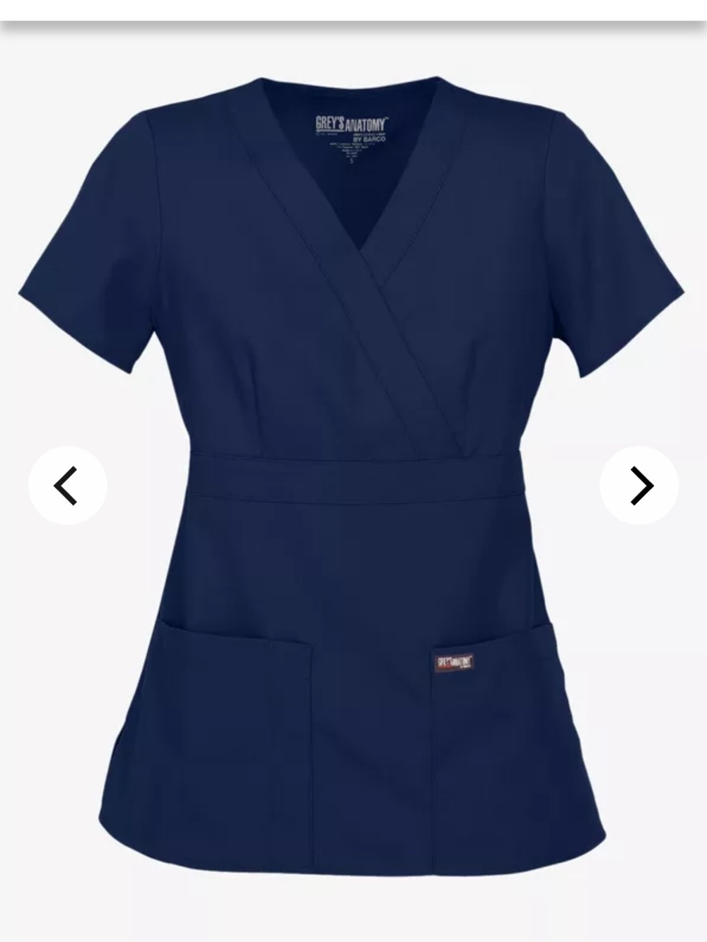 Grey's Anatomy Navy Wrap-Front Scrub Top with Pockets